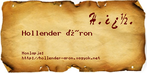 Hollender Áron névjegykártya
